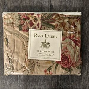 Ralph Lauren Guinevere Tan Twin Fitted Sheet 100% Egyption Cotton Sateen Estate